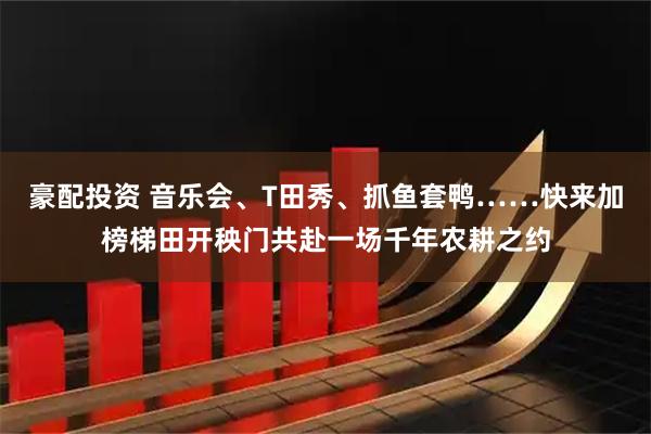 豪配投资 音乐会、T田秀、抓鱼套鸭……快来加榜梯田开秧门共赴一场千年农耕之约